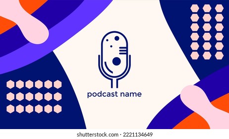 ABSTRACT TEMPLATE PODCAST MICROPHONE FLAT COLOR LIQUID DESIGN BACKGROUND VECTOR. GOOD FOR COVER DESIGN, BANNER, WEB,SOCIAL MEDIA