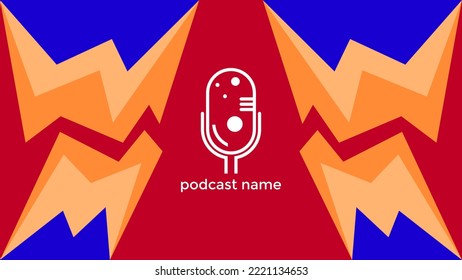 ABSTRAKTER TEMPLATENPODCAST MIKROFONFLACHENFLACHENFLACHT FARBFARBE, DESIGN HINTERGRUND VEKTOR. GUT FÜR COVER DESIGN, BANNER, WEB, SOZIALE MEDIEN