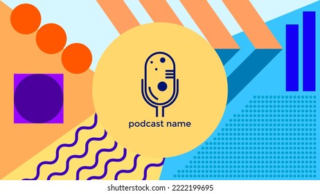 ABSTRACT TEMPLATE PODCAST MICROPHONE FLAT COLOR LIQUID DESIGN BACKGROUND VECTOR. GOOD FOR COVER DESIGN, BANNER, WEB,SOCIAL MEDIA