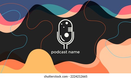 ABSTRAKTER TEMPLATENPODCAST MIKROFONFLACHENFLACHENFLACHT FARBFARBE, DESIGN HINTERGRUND VEKTOR. GUT FÜR COVER DESIGN, BANNER, WEB, SOZIALE MEDIEN