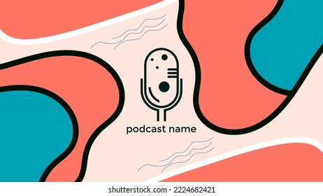 PLANTILLA ABSTRACTA PODCAST VECTOR DE FONDO DE DISEÑO LÍQUIDO DE COLOR PLANO DE MICRÓFONO PLANO. BUENO PARA EL DISEÑO DE CUBIERTA, BANNER, WEB, MEDIOS SOCIALES