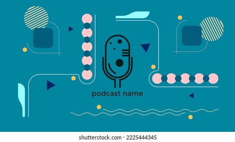 ABSTRAKTER TEMPLATENPODCAST MIKROFONFLACHENFLACHENFLACHT FARBFARBE, DESIGN HINTERGRUND VEKTOR. GUT FÜR COVER DESIGN, BANNER, WEB, SOZIALE MEDIEN