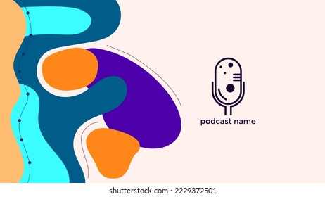 PLANTILLA ABSTRACTA PODCAST VECTOR DE FONDO DE DISEÑO LÍQUIDO DE COLOR PLANO DE MICRÓFONO PLANO. BUENO PARA EL DISEÑO DE CUBIERTA, BANNER, WEB, MEDIOS SOCIALES