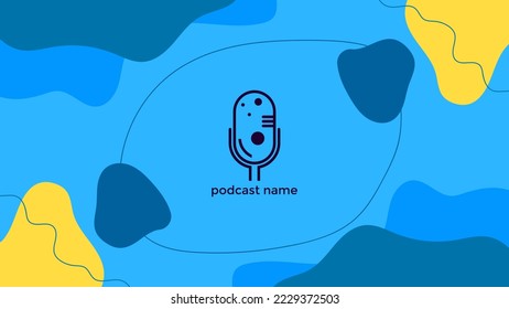 ABSTRACT TEMPLATE PODCAST MICROPHONE FLAT COLOR LIQUID DESIGN BACKGROUND VECTOR. GOOD FOR COVER DESIGN, BANNER, WEB,SOCIAL MEDIA
