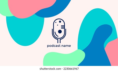 ABSTRACT TEMPLATE PODCAST MICROPHONE FLAT COLOR LIQUID DESIGN BACKGROUND VECTOR. GOOD FOR COVER DESIGN, BANNER, WEB,SOCIAL MEDIA
