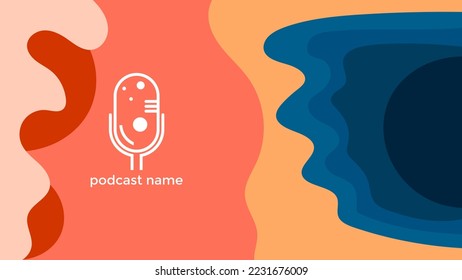 ABSTRAKTER TEMPLATENPODCAST MIKROFONFLACHENFLACHENFLACHT FARBFARBE, DESIGN HINTERGRUND VEKTOR. GUT FÜR COVER DESIGN, BANNER, WEB, SOZIALE MEDIEN