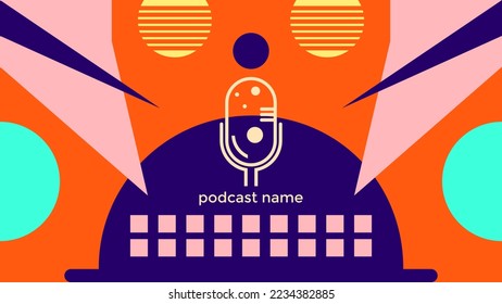 PLANTILLA ABSTRACTA PODCAST VECTOR DE FONDO DE DISEÑO LÍQUIDO DE COLOR PLANO DE MICRÓFONO PLANO. BUENO PARA EL DISEÑO DE CUBIERTA, BANNER, WEB, MEDIOS SOCIALES