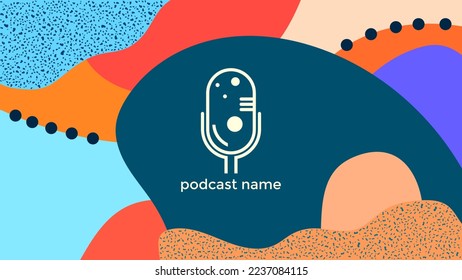 ABSTRACT TEMPLATE PODCAST MICROPHONE FLAT COLOR LIQUID DESIGN BACKGROUND VECTOR. GOOD FOR COVER DESIGN, BANNER, WEB,SOCIAL MEDIA