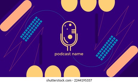 PLANTILLA ABSTRACTA PODCAST VECTOR DE FONDO DE DISEÑO LÍQUIDO DE COLOR PLANO DE MICRÓFONO PLANO. BUENO PARA EL DISEÑO DE CUBIERTA, BANNER, WEB, MEDIOS SOCIALES
