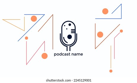 PLANTILLA ABSTRACTA PODCAST VECTOR DE FONDO DE DISEÑO LÍQUIDO DE COLOR PLANO DE MICRÓFONO PLANO. BUENO PARA EL DISEÑO DE CUBIERTA, BANNER, WEB, MEDIOS SOCIALES