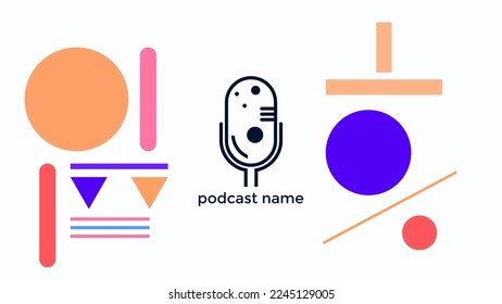 ABSTRACT TEMPLATE PODCAST MICROPHONE FLAT COLOR LIQUID DESIGN BACKGROUND VECTOR. GOOD FOR COVER DESIGN, BANNER, WEB,SOCIAL MEDIA