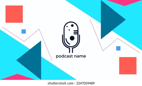 ABSTRACT TEMPLATE PODCAST MICROPHONE FLAT COLOR LIQUID DESIGN BACKGROUND VECTOR. GOOD FOR COVER DESIGN, BANNER, WEB,SOCIAL MEDIA