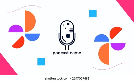 PLANTILLA ABSTRACTA PODCAST VECTOR DE FONDO DE DISEÑO LÍQUIDO DE COLOR PLANO DE MICRÓFONO PLANO. BUENO PARA EL DISEÑO DE CUBIERTA, BANNER, WEB, MEDIOS SOCIALES