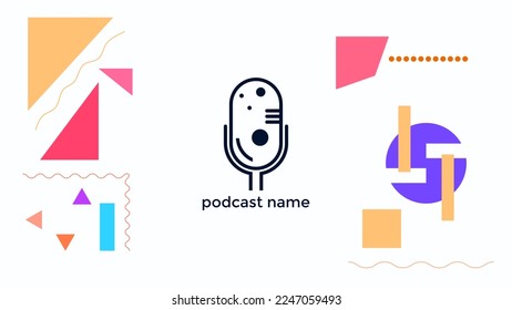 PLANTILLA ABSTRACTA PODCAST VECTOR DE FONDO DE DISEÑO LÍQUIDO DE COLOR PLANO DE MICRÓFONO PLANO. BUENO PARA EL DISEÑO DE CUBIERTA, BANNER, WEB, MEDIOS SOCIALES