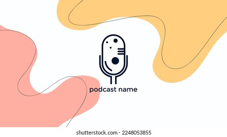 ABSTRACT TEMPLATE PODCAST MICROPHONE FLAT COLOR LIQUID DESIGN BACKGROUND VECTOR. GOOD FOR COVER DESIGN, BANNER, WEB,SOCIAL MEDIA