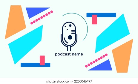 ABSTRACT TEMPLATE PODCAST MICROPHONE FLAT COLOR LIQUID DESIGN BACKGROUND VECTOR. GOOD FOR COVER DESIGN, BANNER, WEB,SOCIAL MEDIA