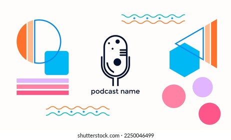 ABSTRACT TEMPLATE PODCAST MICROPHONE FLAT COLOR LIQUID DESIGN BACKGROUND VECTOR. GOOD FOR COVER DESIGN, BANNER, WEB,SOCIAL MEDIA