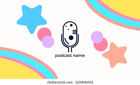 ABSTRACT TEMPLATE PODCAST MICROPHONE FLAT COLOR LIQUID DESIGN BACKGROUND VECTOR. GOOD FOR COVER DESIGN, BANNER, WEB,SOCIAL MEDIA