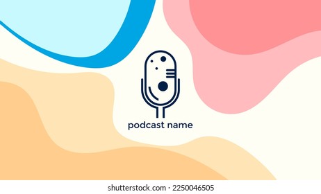 ABSTRACT TEMPLATE PODCAST MICROPHONE FLAT COLOR LIQUID DESIGN BACKGROUND VECTOR. GOOD FOR COVER DESIGN, BANNER, WEB,SOCIAL MEDIA
