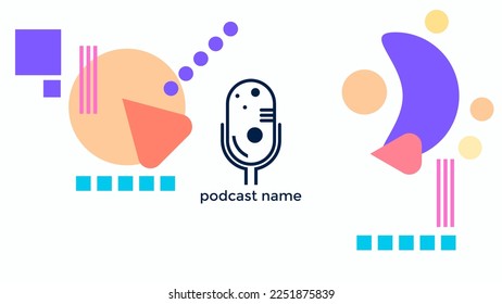 ABSTRACT TEMPLATE PODCAST MICROPHONE FLAT COLOR LIQUID DESIGN BACKGROUND VECTOR. GOOD FOR COVER DESIGN, BANNER, WEB,SOCIAL MEDIA