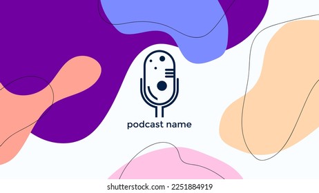 PLANTILLA ABSTRACTA PODCAST VECTOR DE FONDO DE DISEÑO LÍQUIDO DE COLOR PLANO DE MICRÓFONO PLANO. BUENO PARA EL DISEÑO DE CUBIERTA, BANNER, WEB, MEDIOS SOCIALES
