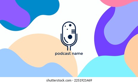 ABSTRACT TEMPLATE PODCAST MICROPHONE FLAT COLOR LIQUID DESIGN BACKGROUND VECTOR. GOOD FOR COVER DESIGN, BANNER, WEB,SOCIAL MEDIA
