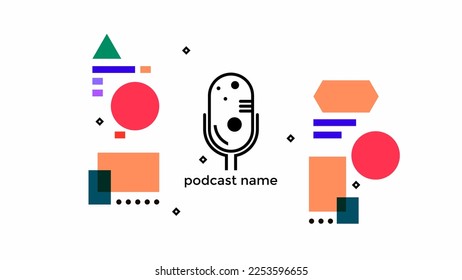 ABSTRACT TEMPLATE PODCAST MICROPHONE FLAT COLOR LIQUID DESIGN BACKGROUND VECTOR. GOOD FOR COVER DESIGN, BANNER, WEB,SOCIAL MEDIA