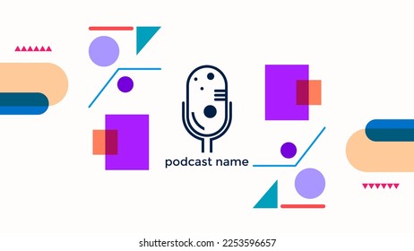 PLANTILLA ABSTRACTA PODCAST VECTOR DE FONDO DE DISEÑO LÍQUIDO DE COLOR PLANO DE MICRÓFONO PLANO. BUENO PARA EL DISEÑO DE CUBIERTA, BANNER, WEB, MEDIOS SOCIALES