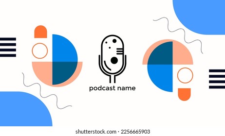 PLANTILLA ABSTRACTA PODCAST VECTOR DE FONDO DE DISEÑO LÍQUIDO DE COLOR PLANO DE MICRÓFONO PLANO. BUENO PARA EL DISEÑO DE CUBIERTA, BANNER, WEB, MEDIOS SOCIALES