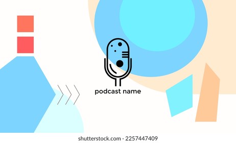 ABSTRAKTER TEMPLATENPODCAST MIKROFONFLACHENFLACHENFLACHT FARBFARBE, DESIGN HINTERGRUND VEKTOR. GUT FÜR COVER DESIGN, BANNER, WEB, SOZIALE MEDIEN