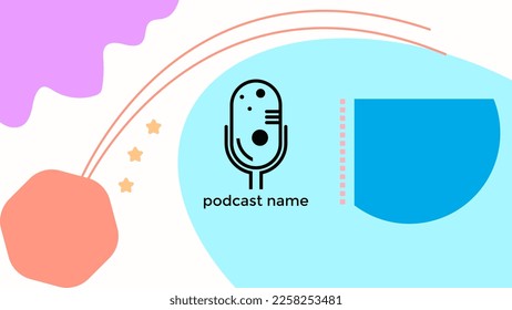 PLANTILLA ABSTRACTA PODCAST VECTOR DE FONDO DE DISEÑO LÍQUIDO DE COLOR PLANO DE MICRÓFONO PLANO. BUENO PARA EL DISEÑO DE CUBIERTA, BANNER, WEB, MEDIOS SOCIALES