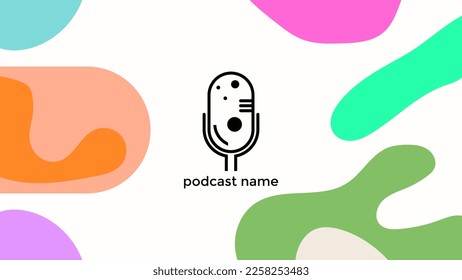 ABSTRACT TEMPLATE PODCAST MICROPHONE FLAT COLOR LIQUID DESIGN BACKGROUND VECTOR. GOOD FOR COVER DESIGN, BANNER, WEB,SOCIAL MEDIA