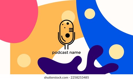 PLANTILLA ABSTRACTA PODCAST VECTOR DE FONDO DE DISEÑO LÍQUIDO DE COLOR PLANO DE MICRÓFONO PLANO. BUENO PARA EL DISEÑO DE CUBIERTA, BANNER, WEB, MEDIOS SOCIALES