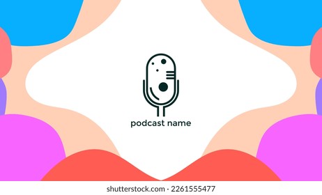 ABSTRACT TEMPLATE PODCAST MICROPHONE FLAT COLOR LIQUID DESIGN BACKGROUND VECTOR. GOOD FOR COVER DESIGN, BANNER, WEB,SOCIAL MEDIA