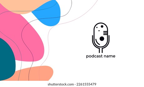 PLANTILLA ABSTRACTA PODCAST VECTOR DE FONDO DE DISEÑO LÍQUIDO DE COLOR PLANO DE MICRÓFONO PLANO. BUENO PARA EL DISEÑO DE CUBIERTA, BANNER, WEB, MEDIOS SOCIALES