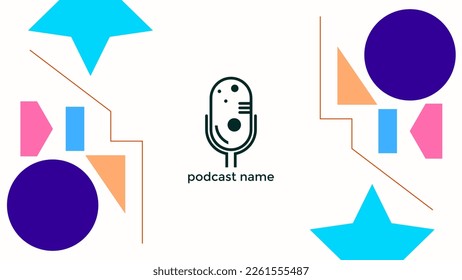 ABSTRAKTER TEMPLATENPODCAST MIKROFONFLACHENFLACHENFLACHT FARBFARBE, DESIGN HINTERGRUND VEKTOR. GUT FÜR COVER DESIGN, BANNER, WEB, SOZIALE MEDIEN