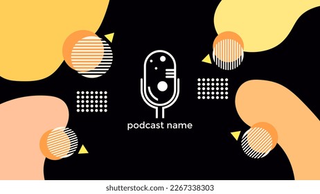 PLANTILLA ABSTRACTA PODCAST VECTOR DE FONDO DE DISEÑO LÍQUIDO DE COLOR PLANO DE MICRÓFONO PLANO. BUENO PARA EL DISEÑO DE CUBIERTA, BANNER, WEB, MEDIOS SOCIALES