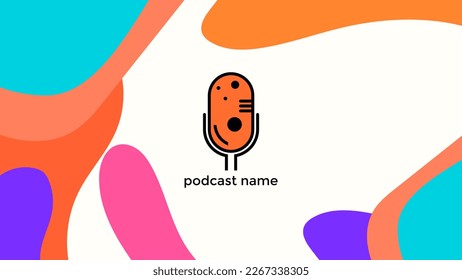 ABSTRACT TEMPLATE PODCAST MICROPHONE FLAT COLOR LIQUID DESIGN BACKGROUND VECTOR. GOOD FOR COVER DESIGN, BANNER, WEB,SOCIAL MEDIA