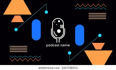 ABSTRACT TEMPLATE PODCAST MICROPHONE FLAT COLOR LIQUID DESIGN BACKGROUND VECTOR. GOOD FOR COVER DESIGN, BANNER, WEB,SOCIAL MEDIA