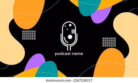 ABSTRACT TEMPLATE PODCAST MICROPHONE FLAT COLOR LIQUID DESIGN BACKGROUND VECTOR. GOOD FOR COVER DESIGN, BANNER, WEB,SOCIAL MEDIA