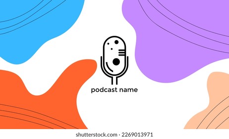 ABSTRAKTER TEMPLATENPODCAST MIKROFONFLACHENFLACHENFLACHT FARBFARBE, DESIGN HINTERGRUND VEKTOR. GUT FÜR COVER DESIGN, BANNER, WEB, SOZIALE MEDIEN