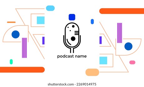 ABSTRACT TEMPLATE PODCAST MICROPHONE FLAT COLOR LIQUID DESIGN BACKGROUND VECTOR. GOOD FOR COVER DESIGN, BANNER, WEB,SOCIAL MEDIA