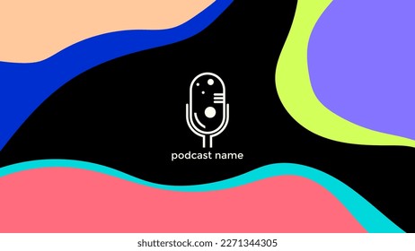 ABSTRACT TEMPLATE PODCAST MICROPHONE FLAT COLOR LIQUID DESIGN BACKGROUND VECTOR. GOOD FOR COVER DESIGN, BANNER, WEB,SOCIAL MEDIA
