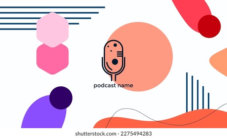ABSTRACT TEMPLATE PODCAST MICROPHONE FLAT COLOR LIQUID DESIGN BACKGROUND VECTOR. GOOD FOR COVER DESIGN, BANNER, WEB,SOCIAL MEDIA