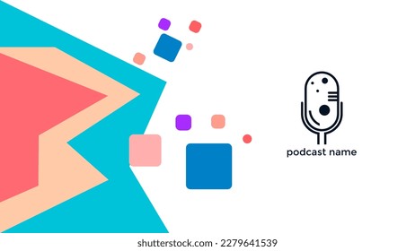 ABSTRAKTER TEMPLATENPODCAST MIKROFONFLACHENFLACHENFLACHT FARBFARBE, DESIGN HINTERGRUND VEKTOR. GUT FÜR COVER DESIGN, BANNER, WEB, SOZIALE MEDIEN
