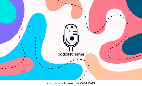 PLANTILLA ABSTRACTA PODCAST VECTOR DE FONDO DE DISEÑO LÍQUIDO DE COLOR PLANO DE MICRÓFONO PLANO. BUENO PARA EL DISEÑO DE CUBIERTA, BANNER, WEB, MEDIOS SOCIALES