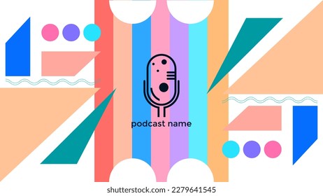ABSTRACT TEMPLATE PODCAST MICROPHONE FLAT COLOR LIQUID DESIGN BACKGROUND VECTOR. GOOD FOR COVER DESIGN, BANNER, WEB,SOCIAL MEDIA