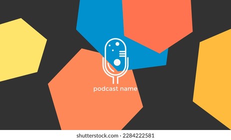 ABSTRAKTER TEMPLATENPODCAST MIKROFONFLACHENFLACHENFLACHT FARBFARBE, DESIGN HINTERGRUND VEKTOR. GUT FÜR COVER DESIGN, BANNER, WEB, SOZIALE MEDIEN