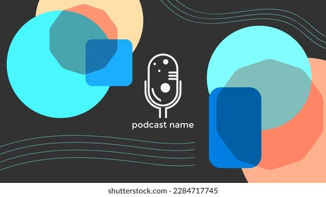 PLANTILLA ABSTRACTA PODCAST VECTOR DE FONDO DE DISEÑO LÍQUIDO DE COLOR PLANO DE MICRÓFONO PLANO. BUENO PARA EL DISEÑO DE CUBIERTA, BANNER, WEB, MEDIOS SOCIALES