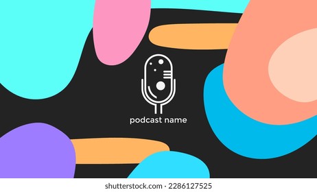 ABSTRACT TEMPLATE PODCAST MICROPHONE FLAT COLOR LIQUID DESIGN BACKGROUND VECTOR. GOOD FOR COVER DESIGN, BANNER, WEB,SOCIAL MEDIA